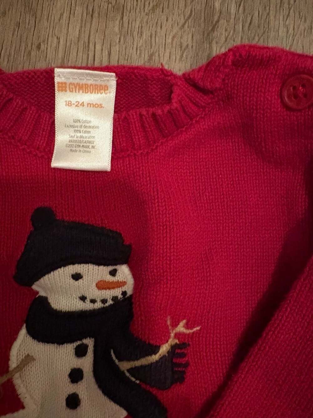 Gymboree Toddler Boys Red Snowman Knit Sweater 18-24 Months - Picture 3 of 5